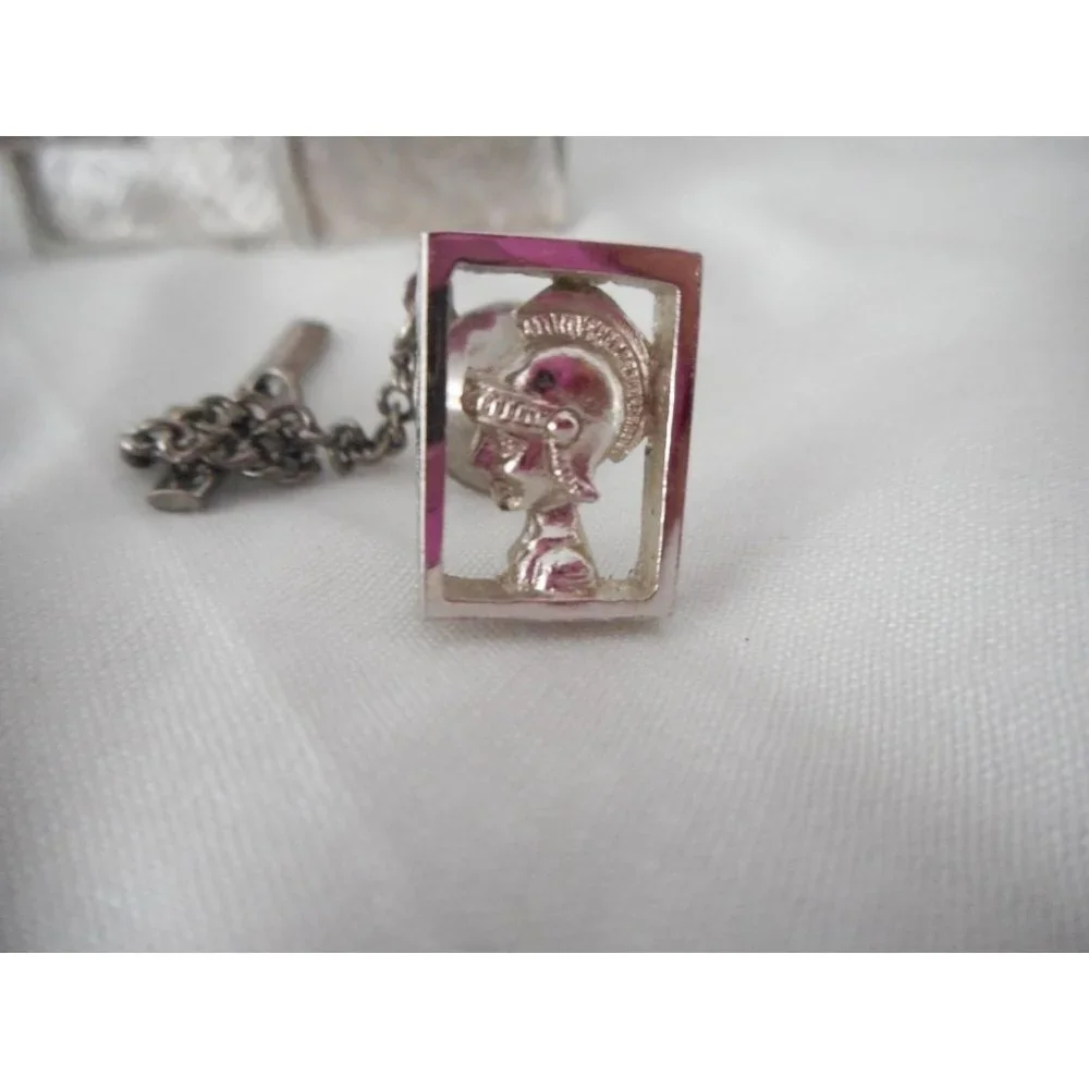 Vintage Sarah Coventry Silver Tone Roman Centurian Tie tack Cufflinks Cuff Links